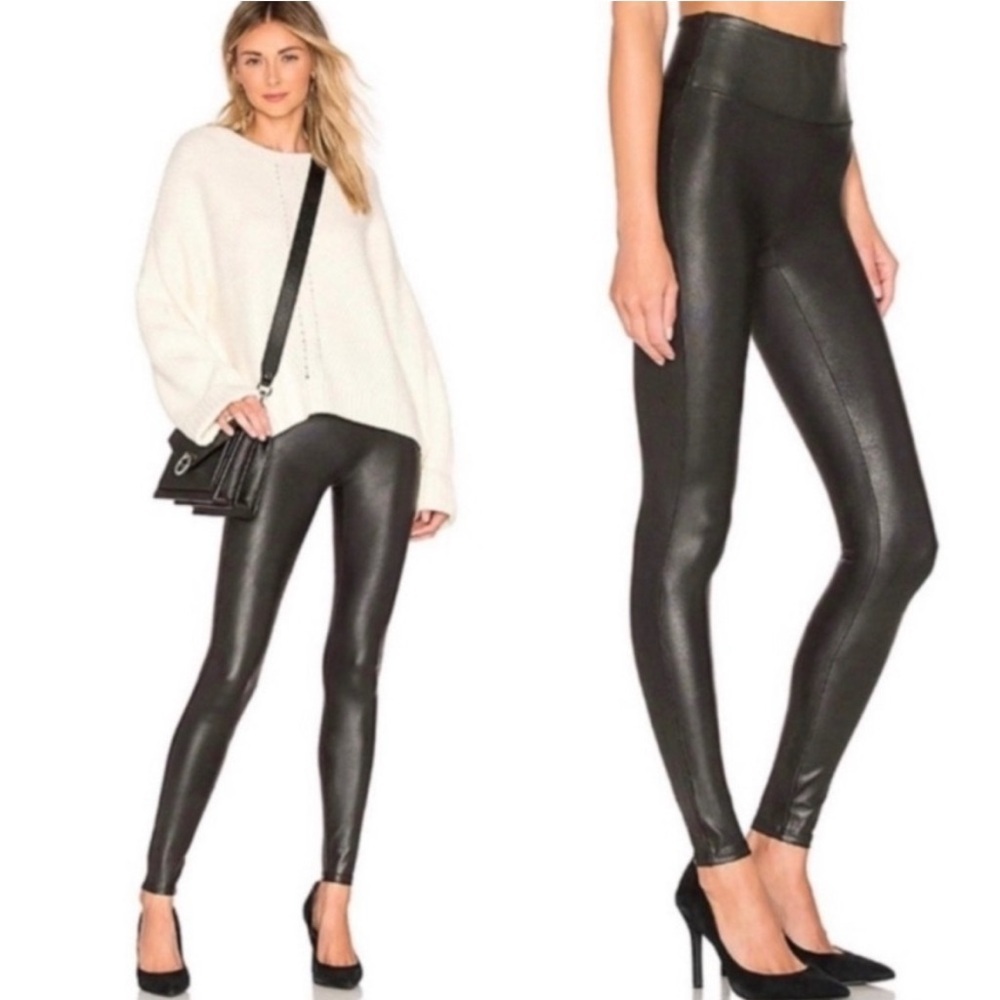 SPANX Faux Leather Black Leggings Size M Winter Casual Party Date Night‎ Casual